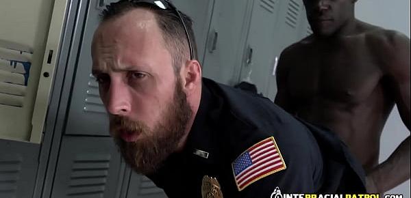  Dangerous bike rider is taken to locker room by horny gay officers